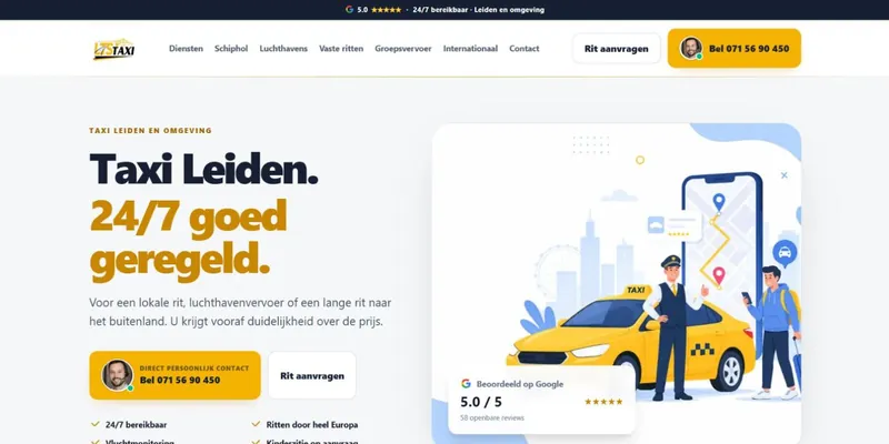 Homepage van LTS Taxi